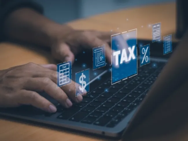 tax work on laptop